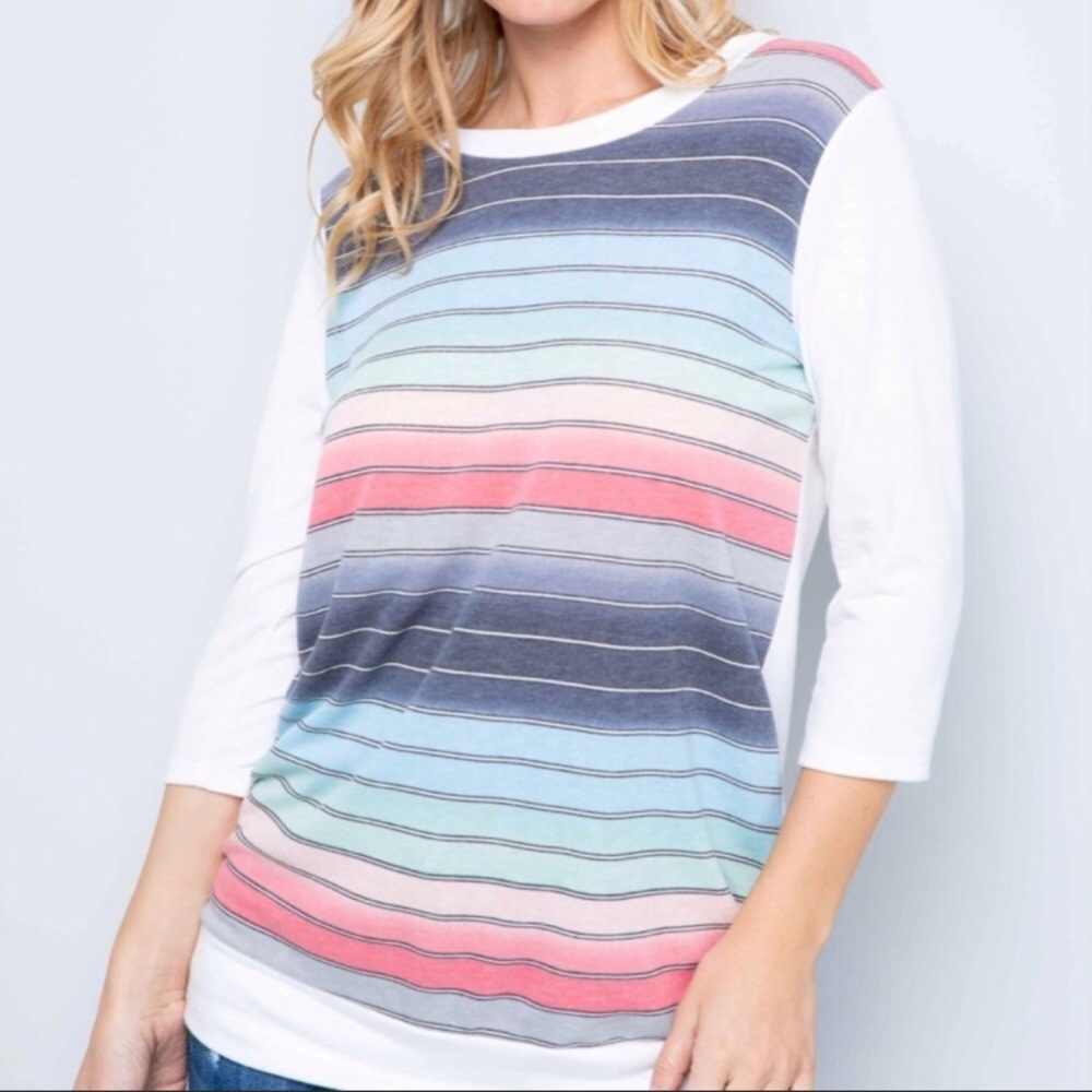 *3 for $30* White multicolored striped Top